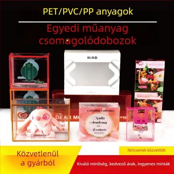 Egyedi PVC csomagoló doboz átlátszó PET betéttel, matt PP műanyag doboz, blisztercsomagolás kávéhoz, élelmiszerekhez és játékokhoz, összehajtható doboz