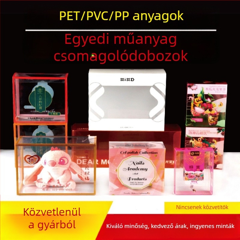 Egyedi PVC csomagoló doboz átlátszó PET betéttel, matt PP műanyag doboz, blisztercsomagolás kávéhoz, élelmiszerekhez és játékokhoz, összehajtható doboz