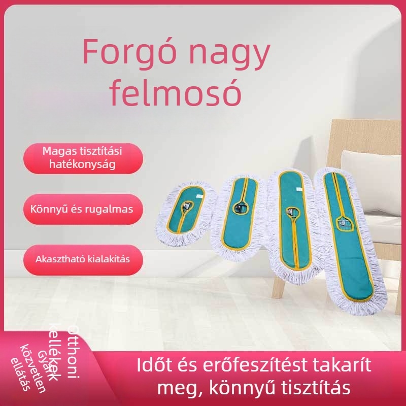 Érintésmentes lapos felmosó forgatható fejjel nagy felületek takarításához