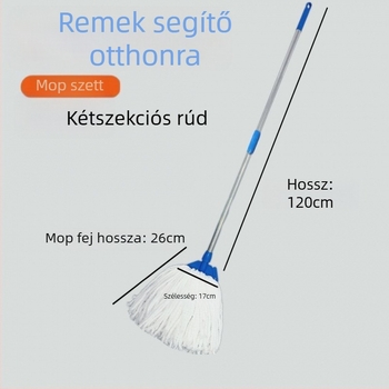 Hosszú élettartamú, szálmentes, nedvszívó selyem-pamut mop fapadlókra mikroszálas kendővel