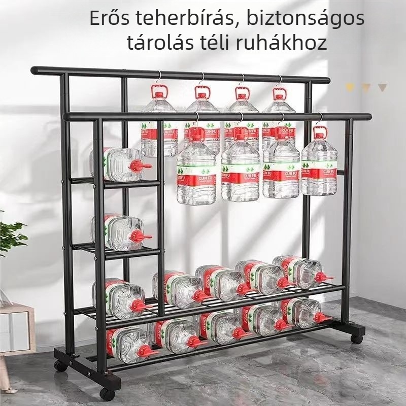 Kétkaros padlón álló ruhaszárító állvány, vastag csőből, otthoni használatra, letisztult dizájn