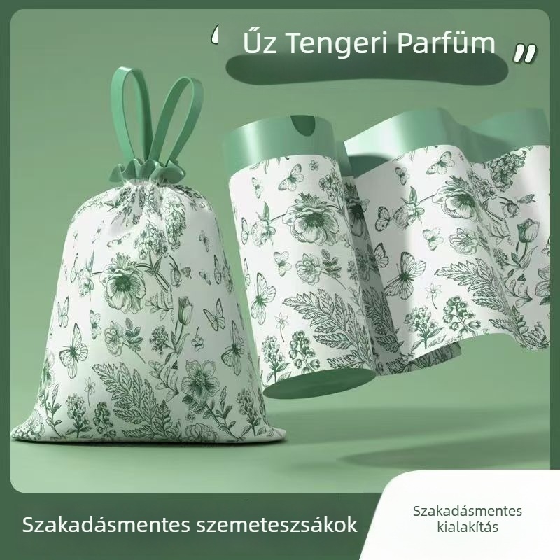Kettős húzózsinóros háztartási szemeteszsákok, fekete, nagy, extra vastag műanyag