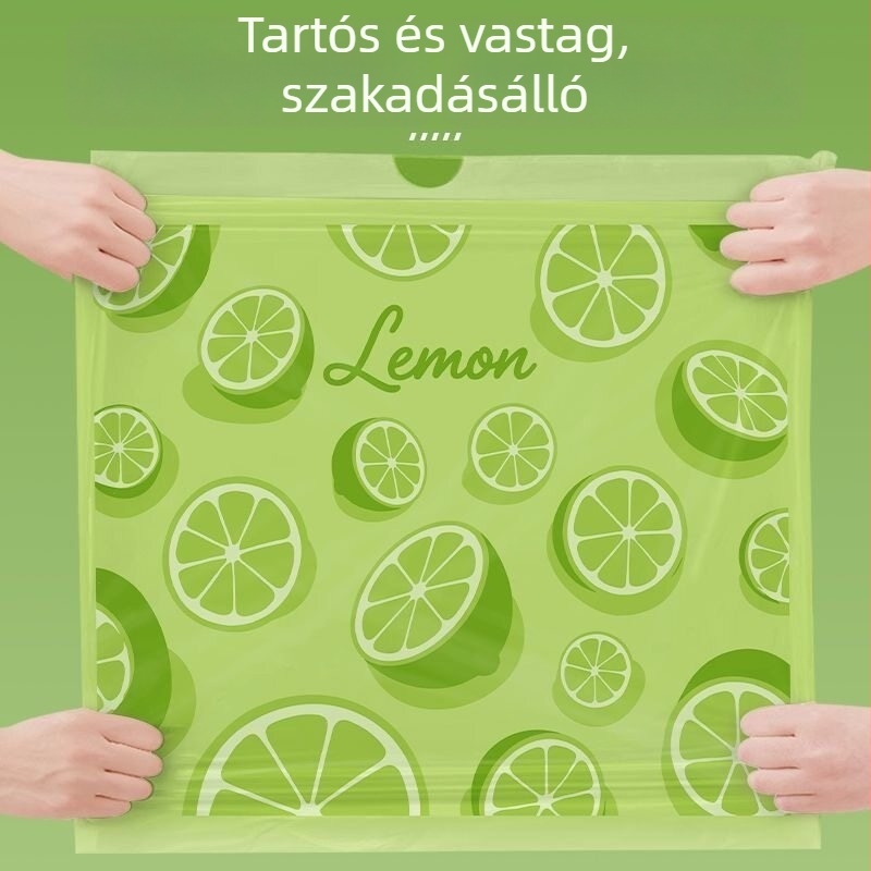 100 db háztartási szemeteszsák húzózsinóros, lime-zöld, extra vastag, konyhai használatra, szakadásálló