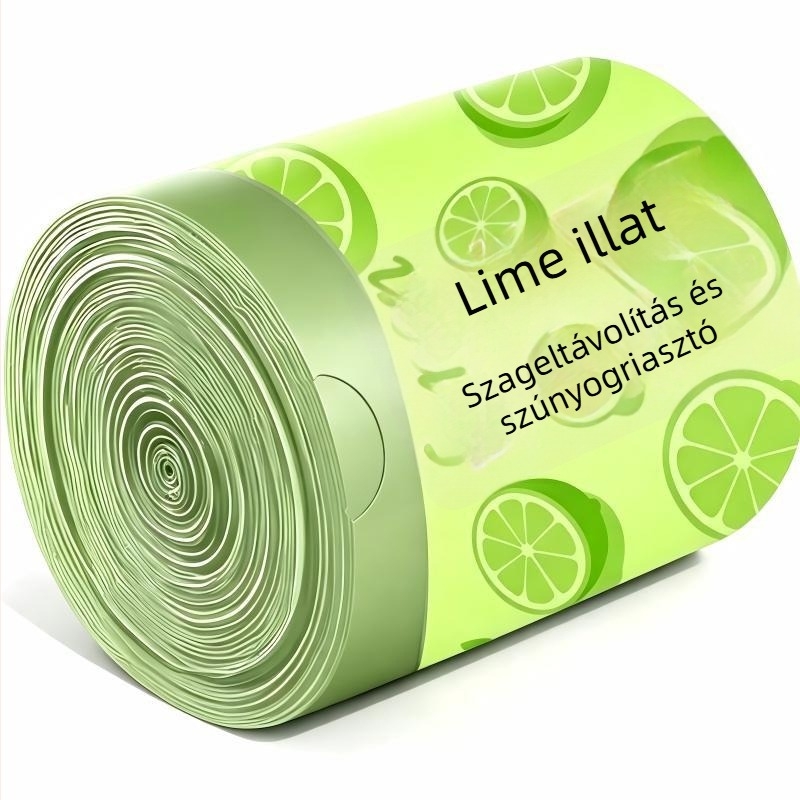 100 db háztartási szemeteszsák húzózsinóros, lime-zöld, extra vastag, konyhai használatra, szakadásálló