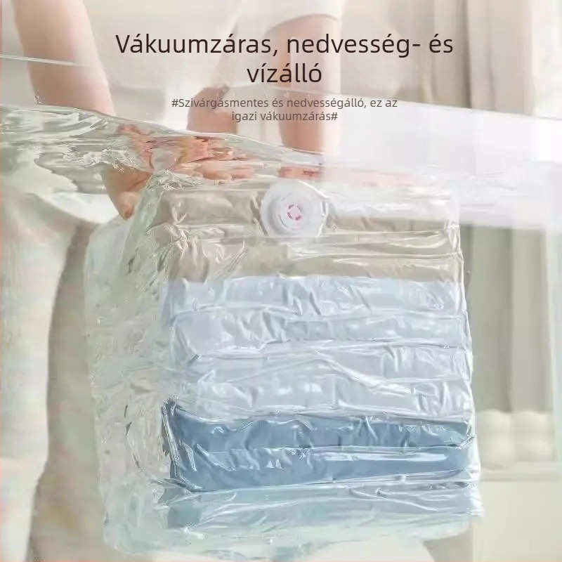 X vákuumos 3D tömörítő táska, pumpa nélkül, kettős használat, átlátszó, nagy kapacitású, nedvességálló