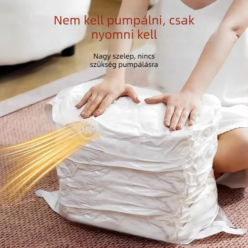 X vákuumos 3D tömörítő táska, pumpa nélkül, kettős használat, átlátszó, nagy kapacitású, nedvességálló