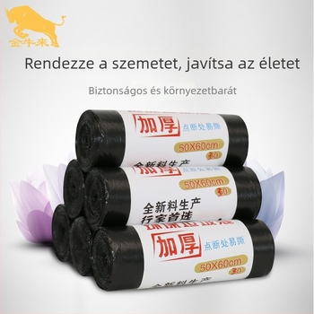 Megvastagított fekete hulladékzsák tekercsben, szállodai és éttermi higiéniai felhasználásra, új anyagú, egyszer használatos