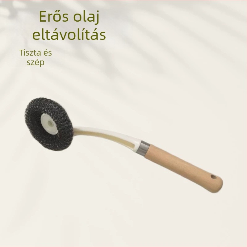 Konyhai többfunkciós fazék ecset akasztható kivitel, hosszú nyél, acéldrót gömb fej a zsírtalanításhoz