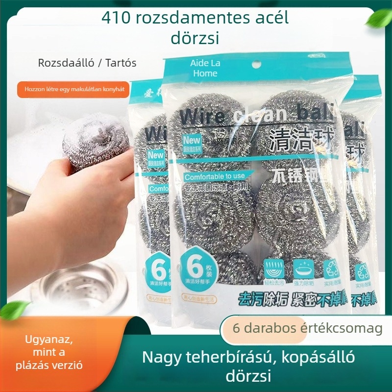 Rozsdamentes acél drótgolyó edények és fazekak tisztítására