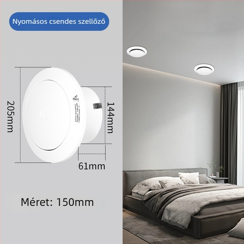 Körkörös nyomásos természetes levegő be- és kilépő rész beltéri friss levegő-rendszerhez, szűrés és zajcsökkentés (ABS műanyag)