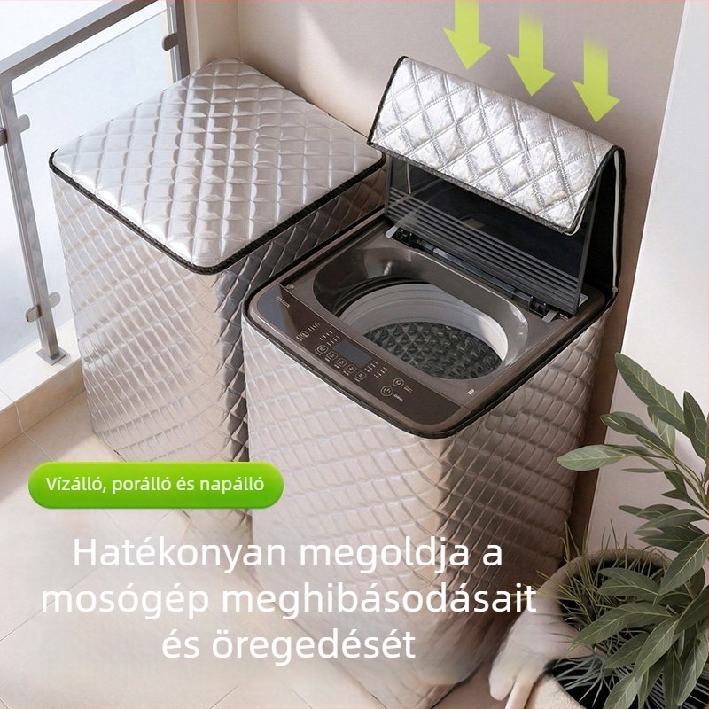 Fürdőszobai mosógépfedél, vízálló, teljesen oldalról zárt, porvédő burkolat.