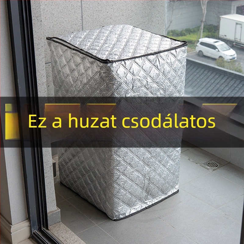 Fürdőszobai mosógépfedél, vízálló, teljesen oldalról zárt, porvédő burkolat.