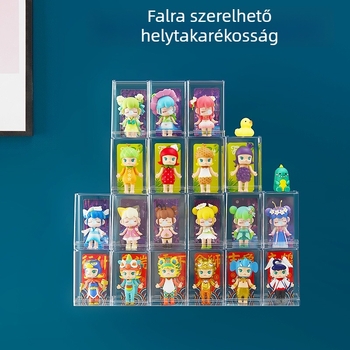 Akril Blind Box kiállító szekrény egyetlen figura tárolására – porálló doboz (Bubble Mart)