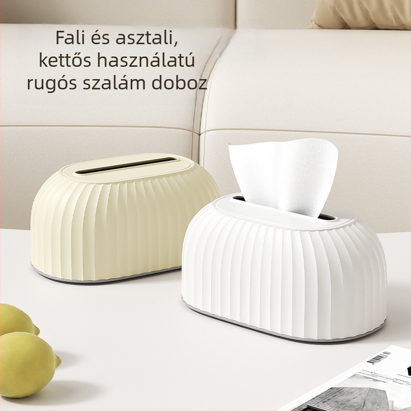 Beépített rugós alapú szalvétatartó, kreatív otthoni, nappali vagy éttermi stílushoz; magas elaszticitású papírzsebkendő-tartó autóhoz