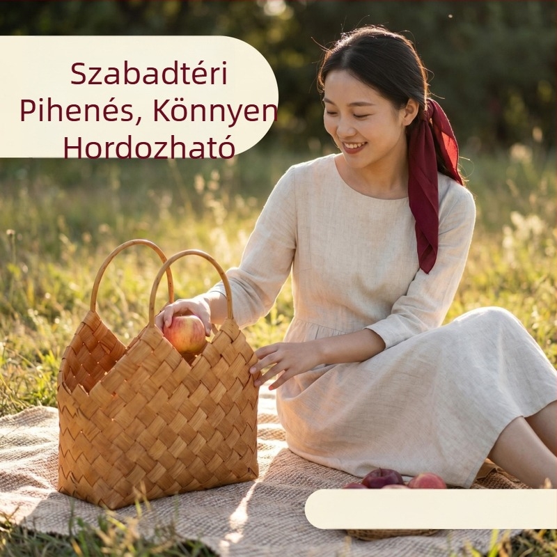 Új kínai stílusú, kézzel készített, fakockákból szőtt kosár Mooncakes és Zongzi ajándékcsomagoláshoz