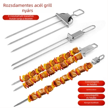 Rozsdamentes acél grillvilla és nyárs, fél-automatika, kültéri hordozható
