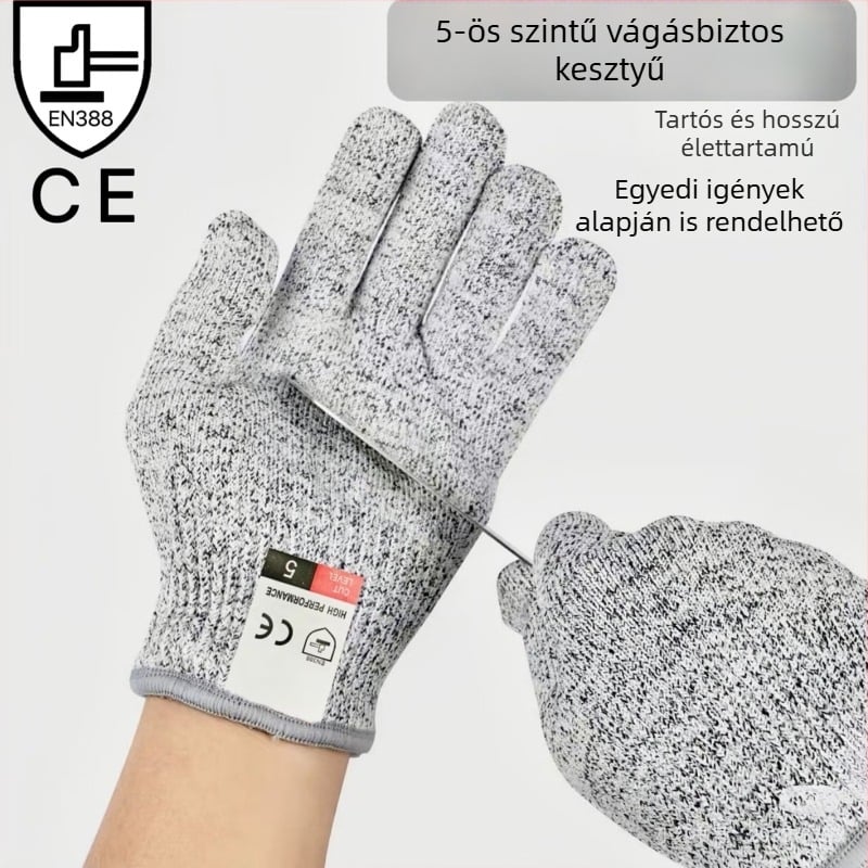 Vágásbiztos kesztyűk, csúszásmentesek, áthatolás- és puncture-ellenállóak, élelmiszer-minőségű konyhai és kültéri munkához, kopásálló, porvédő kertészkedéshez