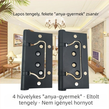 Fekete eltolási tengelyű, kétleveles pánt, rozsdamentes acélból, horony nélküli, 4 hüvelykes, halk, teherbíró pánt fa ajtókhoz és fürdőszobához