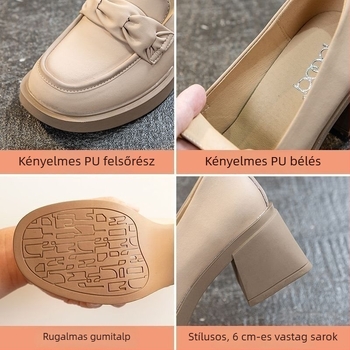 Női retro Mary Jane loaferek középmagas sarokkal, brit stílus, tavasz