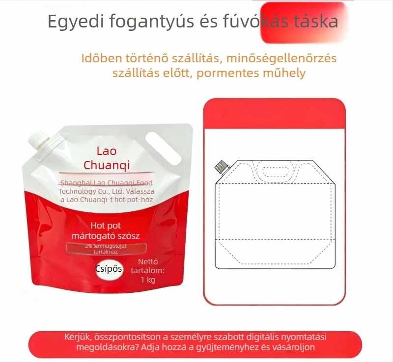 Személyre szabott vízálló csomagolózacskó alumíniumfóliával, stand-up kivitel, nyolcszögű záródással – tea, kávé és snackek számára