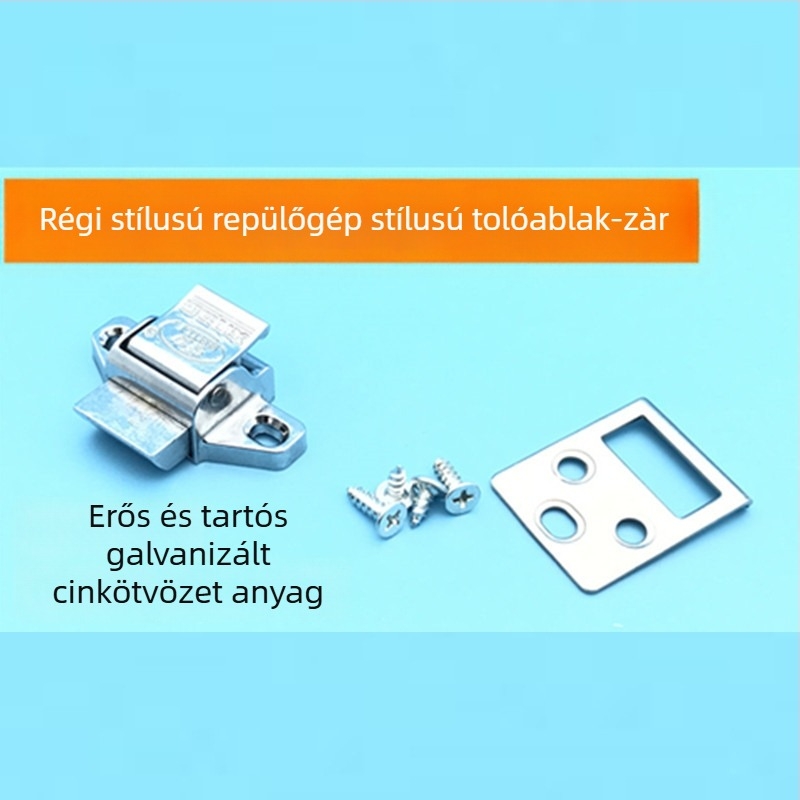 Ablakokhoz készült alumíniumötvözetű zárszerkezet a balkonhoz, rugós automata zár, csúszó ablakokhoz, zökkenőmentes működés, klasszikus stílus