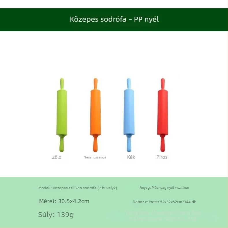 Szilikon nyújtóroló műanyag fogantyúval, hosszított méretek: kicsi, közepes, nagy, otthoni sütőeszköz gyerekeknek