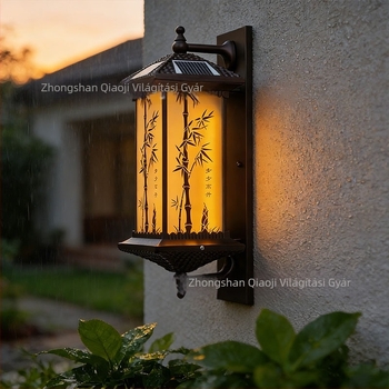Kültéri napelemes falikar kínai stílusban, vízálló kert- és kerítésvilágítás, villa kapu római oszlop lámpa