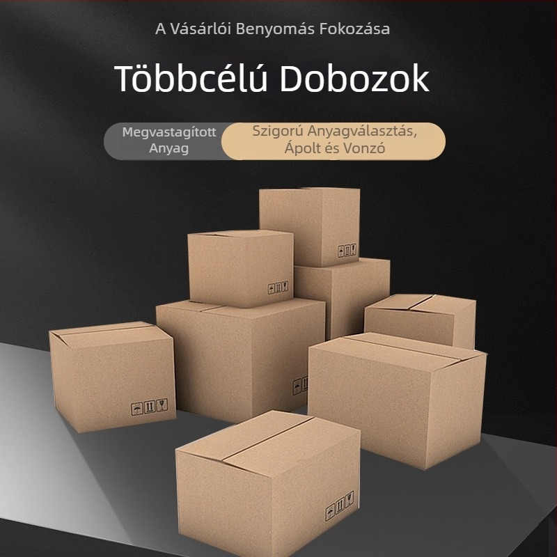 Kis tételben testre szabott tároló hosszúkás doboz hullámkartonból, négyzet alakú nagy csomagolódoboz költöztetéshez