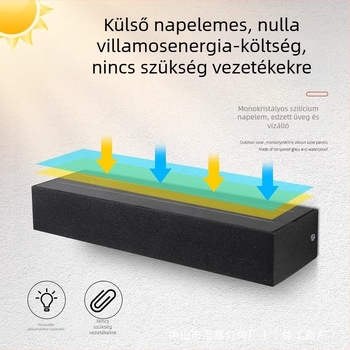 Napelemes külső falikar egyenes vonalú dizájnnal, fali világítás a kerthez és ajtójelzőhöz, LED-lámpa