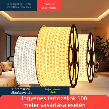 Nagy fényerő LED-szalag a nappali mennyezet hátteréhez – beltéri világítás, nem dimmelhető, nem vízálló
