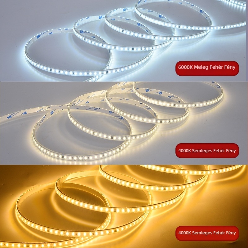 Öntapadós LED-sáv, 220V, 2835 LED-ek, dimmelhető, beltéri használat, nem vízálló, transzformátor nélkül