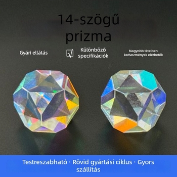 14 oldalú poliéderes napfogó kristályprizmával és ujjlenyomat-mentes optikai üveggel
