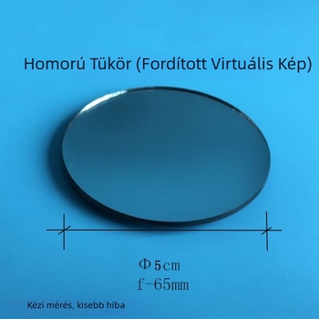 Öt részből álló optikai készlet gyermekek számára: konvex tükör, háromszögű prisma, konkáv tükör, konkáv lencse és konvex lencse