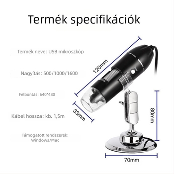 Kézben tartható mikroszkóp bőr, hajszálak és a fejbőr megfigyelésére, okostelefonhoz makró, nagyítás, 4K