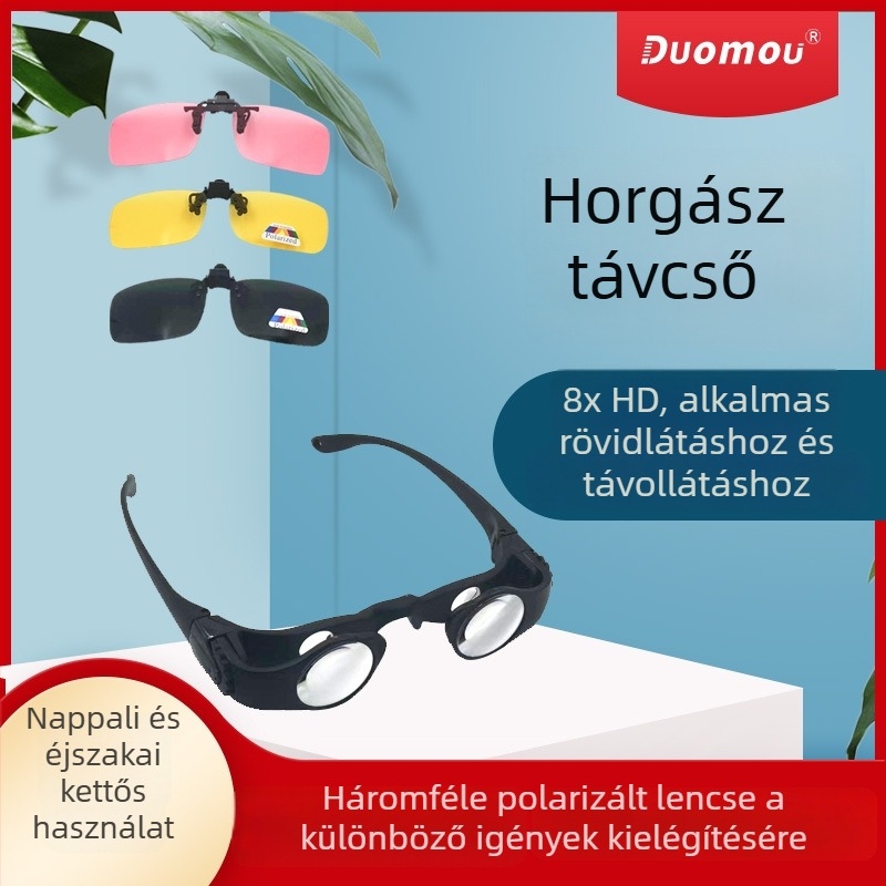 8x horgász teleszkóp fejre szerelt kivitelben, úszók megfigyelésére, nagyítás és kültéri széles látómező