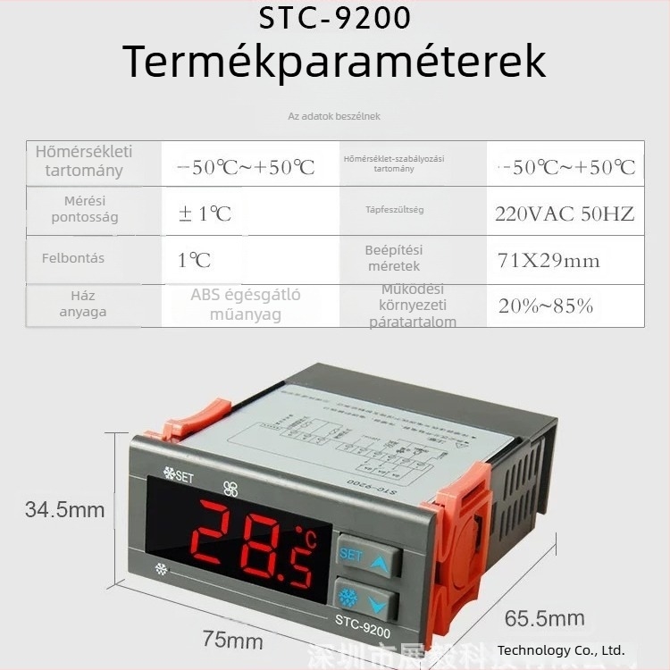 STC-9200 Digitális kijelzős fagyasztóhőmérséklet-szabályozó, olvasztási funkcióval