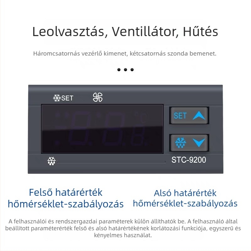 STC-9200 Digitális kijelzős fagyasztóhőmérséklet-szabályozó, olvasztási funkcióval