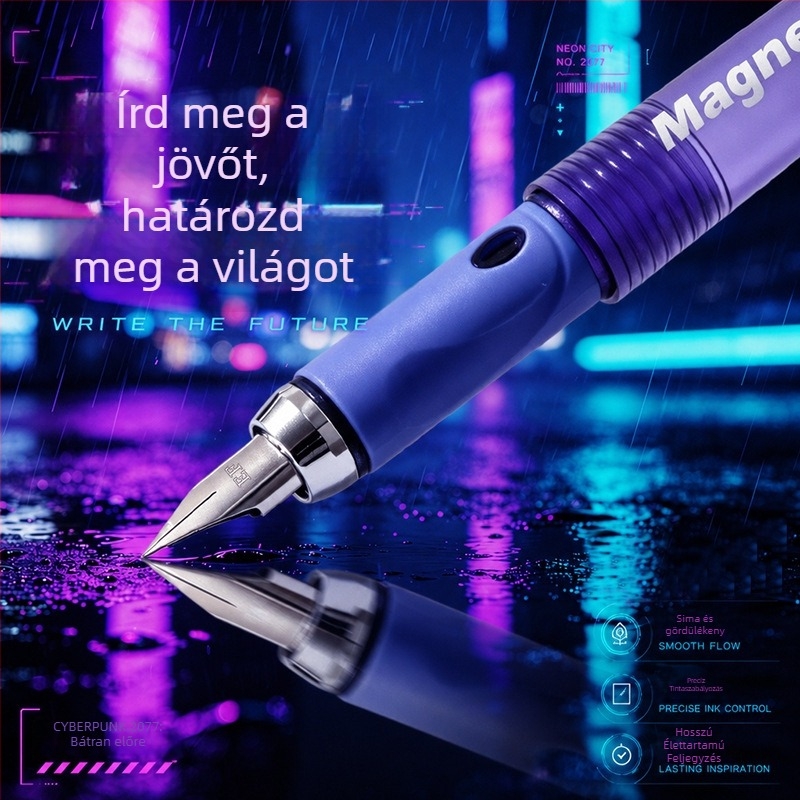 MP-2091 törölhető mágneses toll gyerekeknek, cyberpunk stílus, sima írás, cserélhető tintapatronok és kenőanyag