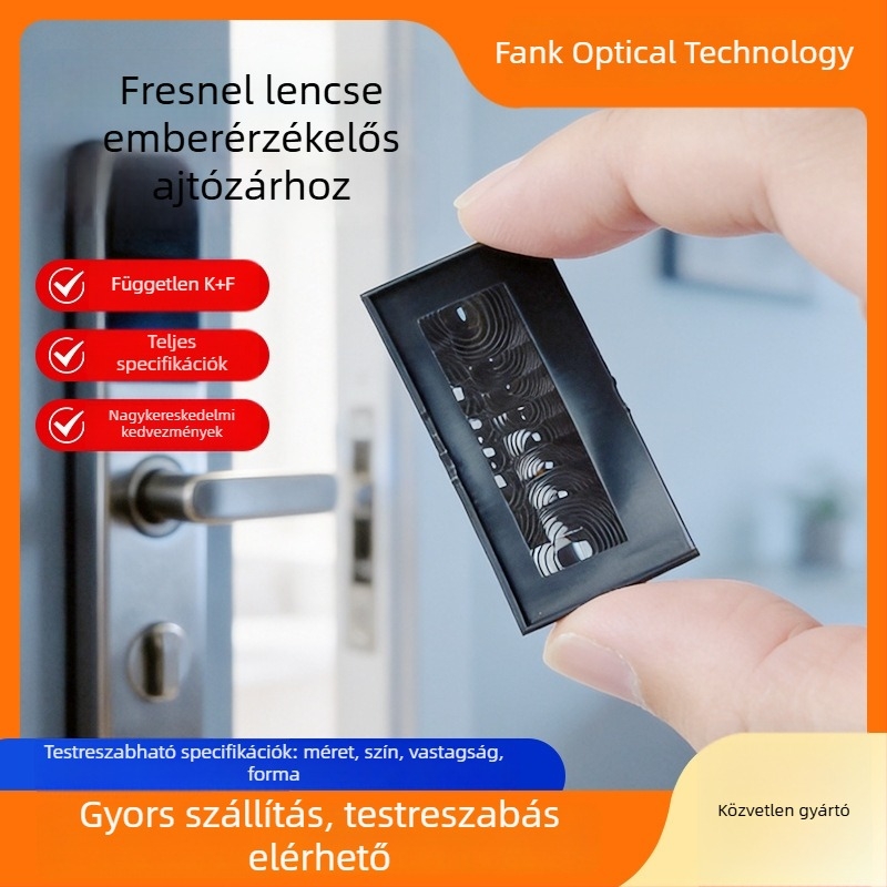 Fresnel-lencse, négyzet alakú, testérzékelő optikai lencse automata ajtókhoz infravörös szenzorral