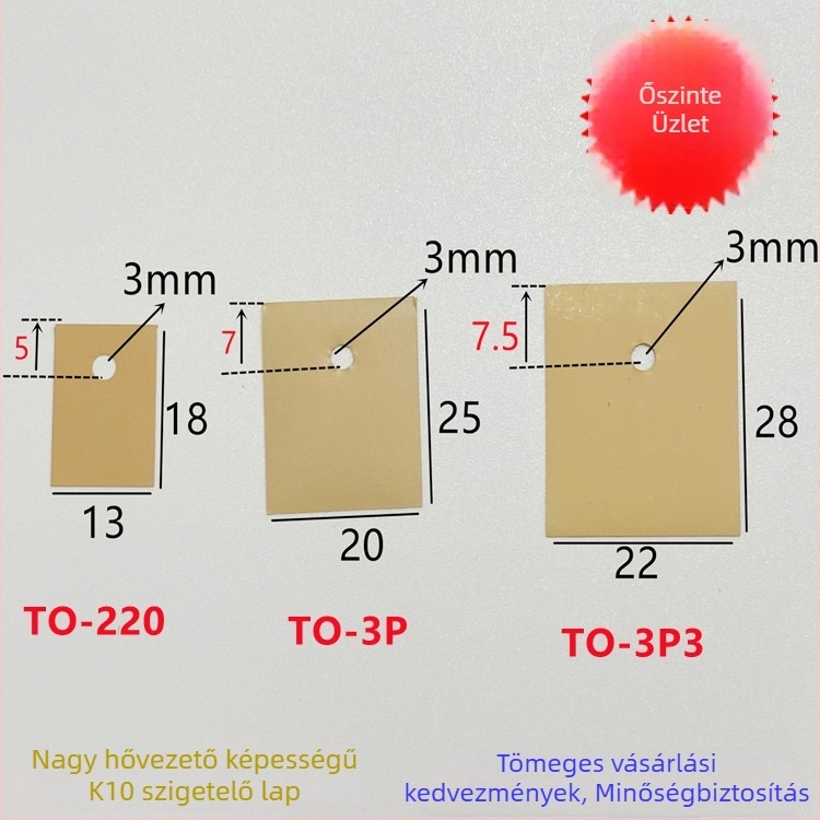 K10 sárga szilikonlap, magas hővezetésű TO-220/TO-3P/TO-247