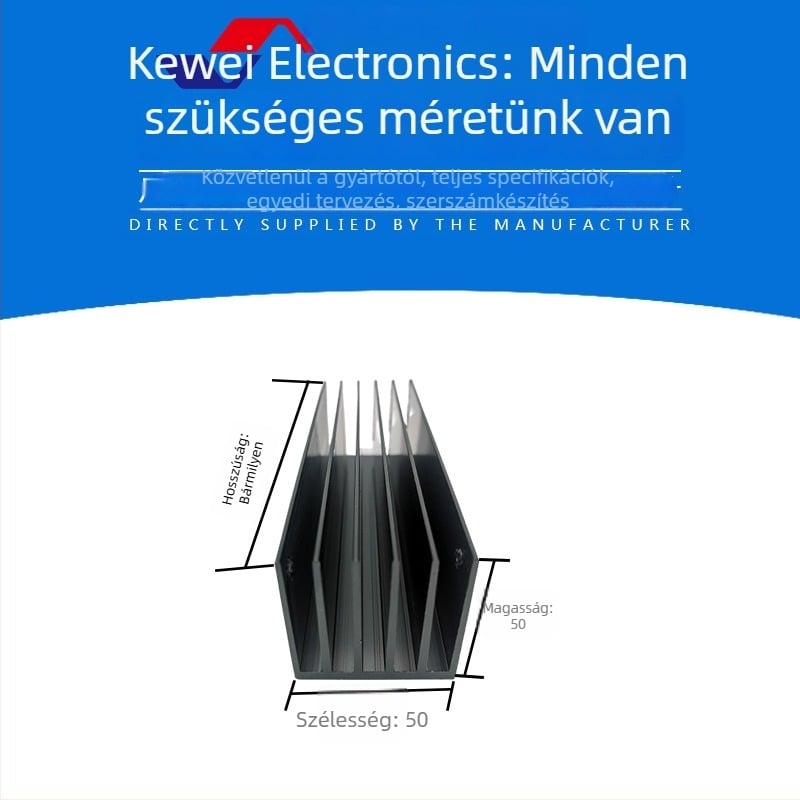 KW-703 LED hűtő alumíniumötvözetből, 50×50×100 mm, vízhűtés, stancolt alumíniumlemez sűrű fogazattal