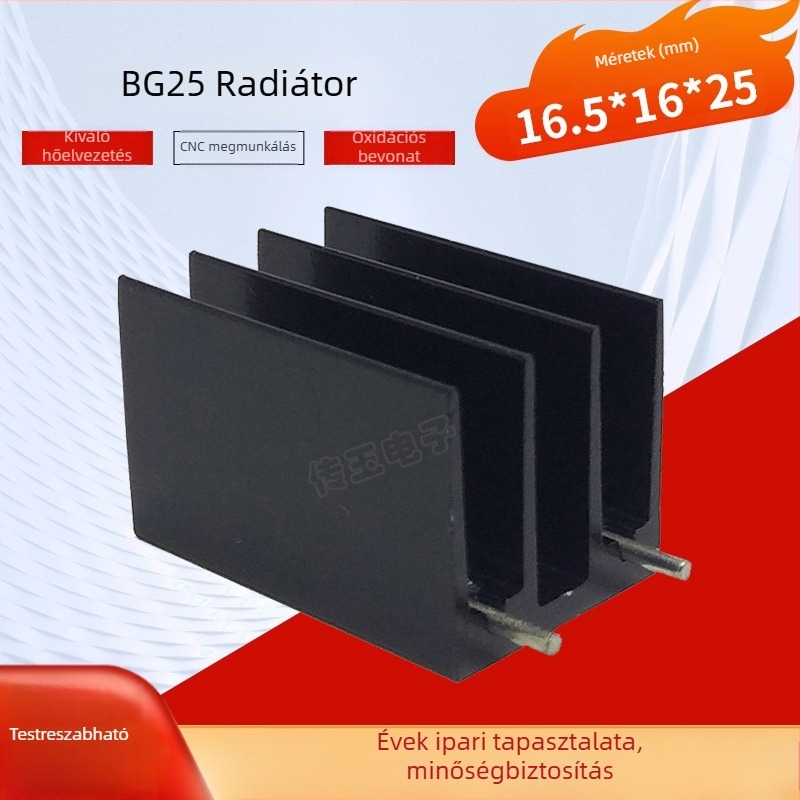 BG25 Magas teljesítményű alumínium extrudált hűtőbordák, 16,5 x 16 x 25 mm, CPU és elektronikus hűtéshez