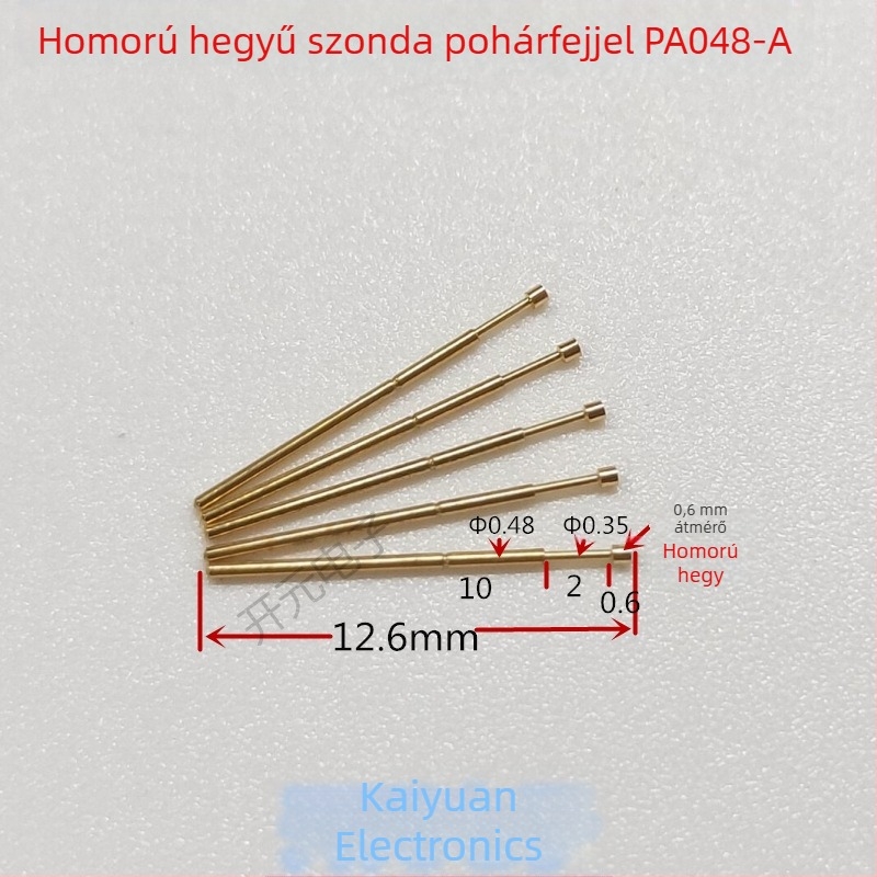 PA048-A vizsgálati tű: fej kupak 0,48; száj kupak 0,6; 12 mm hosszú konkáv fejű tű; 100 darab