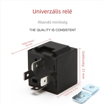 JD1912 autórelé, 12V/24V, 4 tűs, vas alapú, normálisan nyitott, 40A, járműhöz