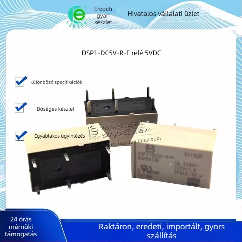 DSP1-DC5V-R-F elektromechanikus relé, tekercs 5/24V DC, 5A, 6 láb
