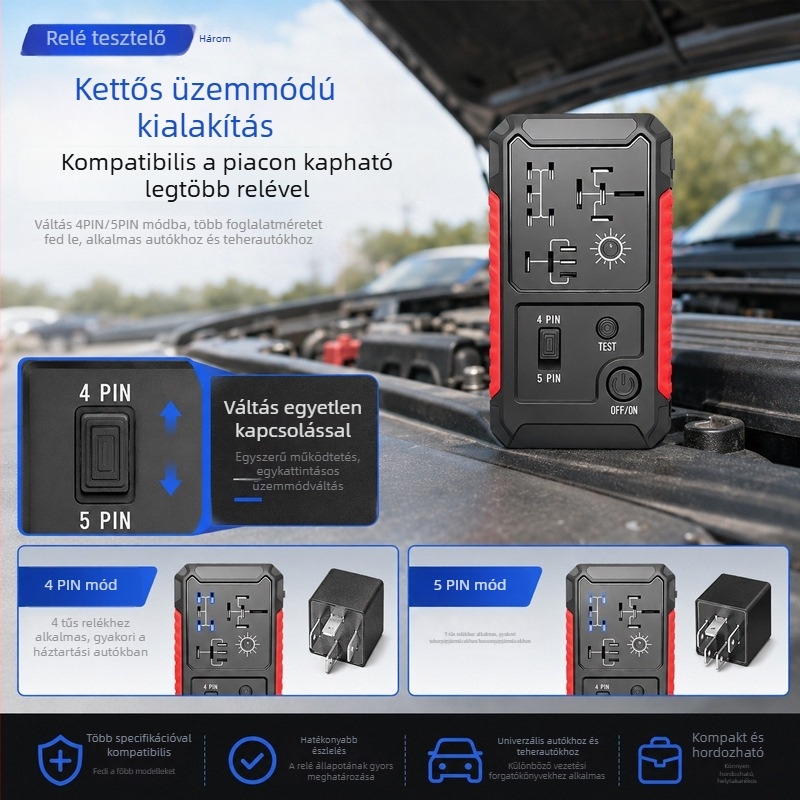 Autó relé detektor USB verzió, 12V univerzális, biztonságos és stabil, hordozható lítium akkumulátorral, autó-szerviz eszközökhöz