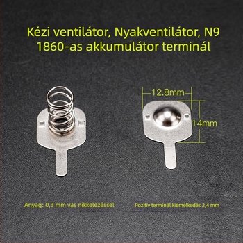 Környezetbarát 18650-es Akkumulátor-clippek nyakba akasztható kézi ventilátorokhoz, fémből készült elektronikus klipszek, N913×14 akkumulátor rugós klipsz