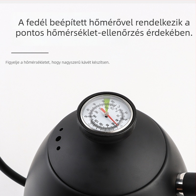 304 rozsdamentes acélból készült kávéöntő kanna, nyakú, vékony kifolyó, 1,5 L kapacitás