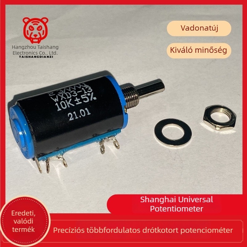 WXD3-13 10 kΩ Dróttekercselt potenciométer, 20 mm, 10 Fordulat, precíz