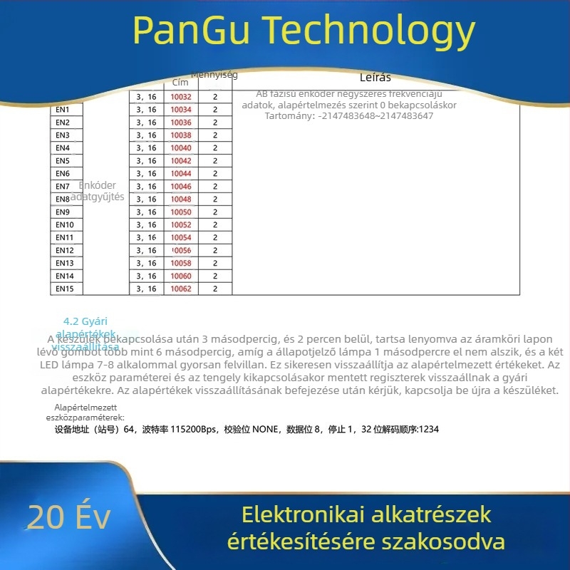 Pangu 4-csatornás, nagysebességű enkóder impulzusgyűjtő eszköz, RS-485 Modbus RTU, 5 MHz differenciális bemenet